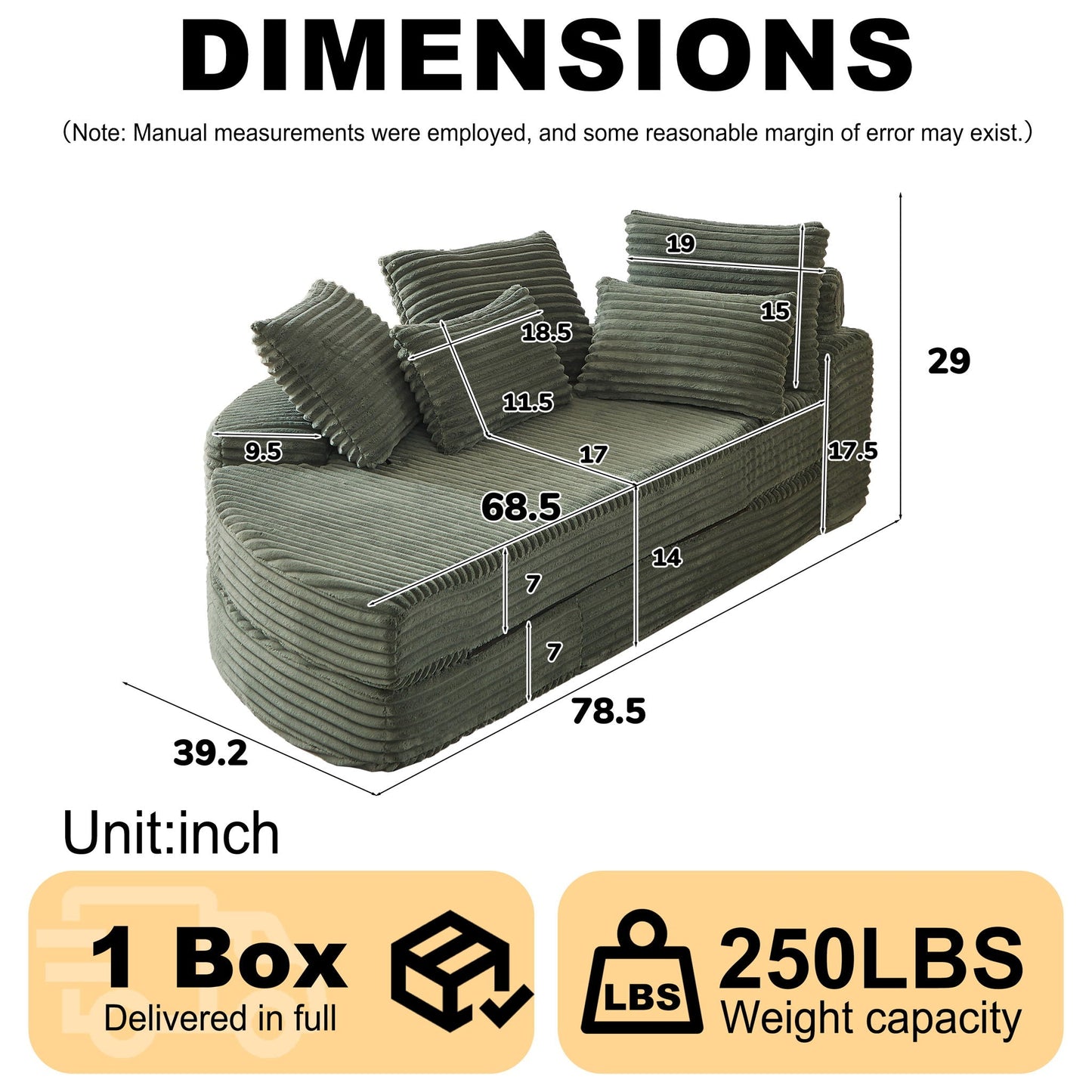 Semi Circular 2 in 1 Sofa Bed with Neck Pillow