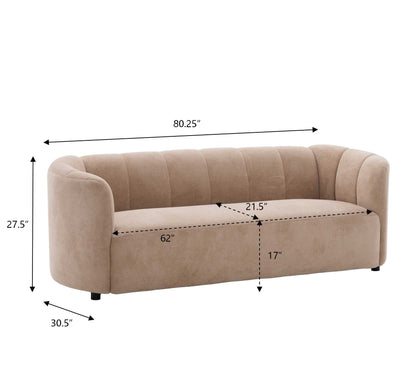 Mirelle 80 in Modern Curved Velvet Sofa Couch beige velvet by HouseOfZazla Sofas on Tampa Home & Garden Store
