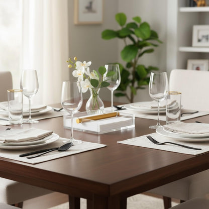Clear and Gold Square Napkin Holder Table Decor
