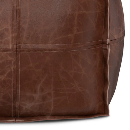 Sheffield Handcrafted Square Buffalo Leather Pouf