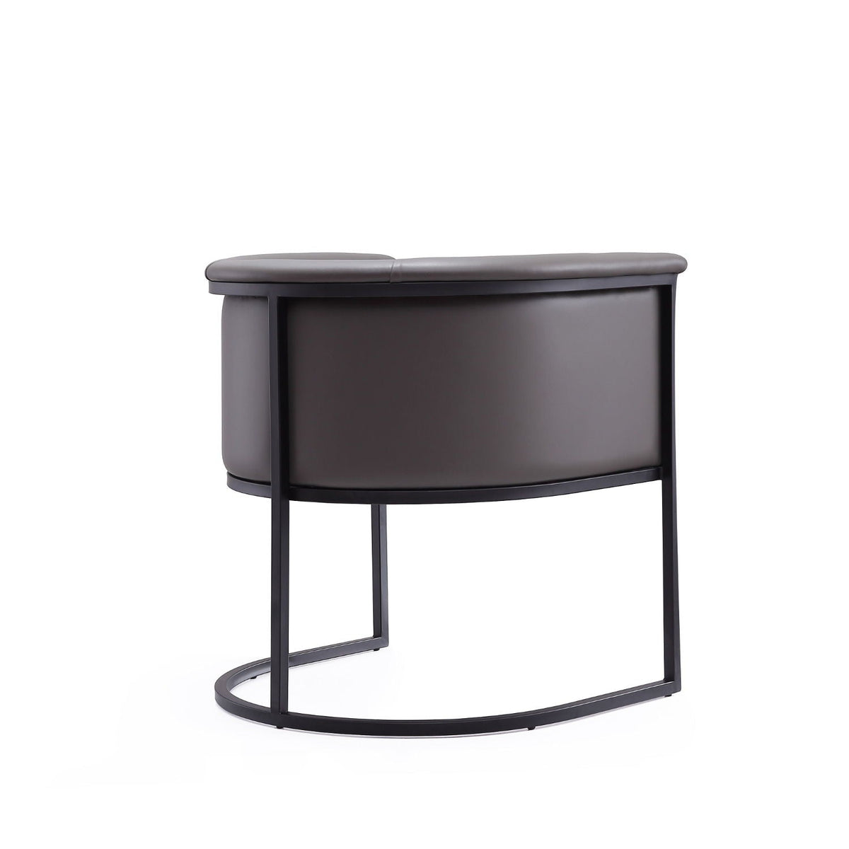 Cosmopolitan dining chair with geometric black metal frame and gray upholstery on Tampa Home & Garden Store