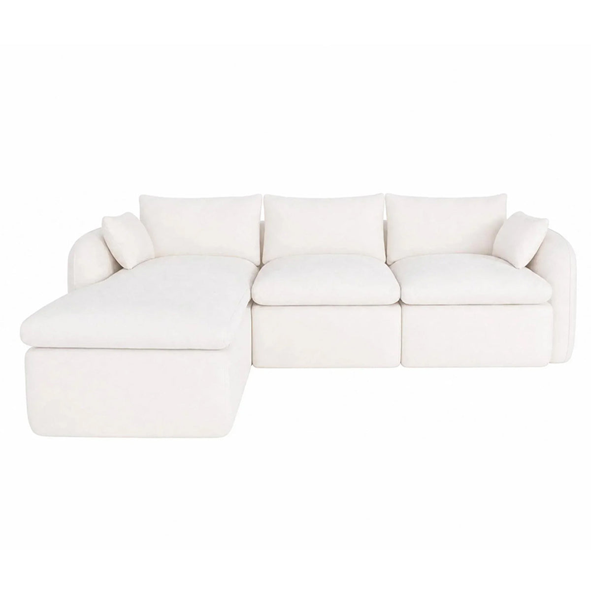 Fully Sponge Compressed Sectional Sofa white with left chaise and plush cushions on Tampa Home & Garden Store