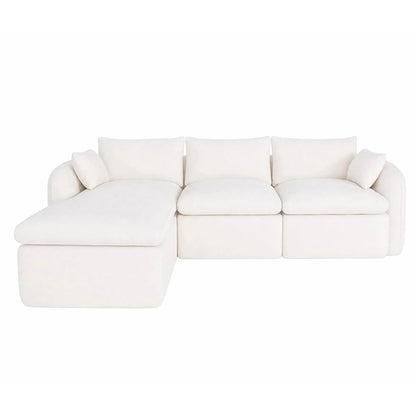 Fully Sponge Compressed Sectional Sofa white with left chaise and plush cushions on Tampa Home & Garden Store