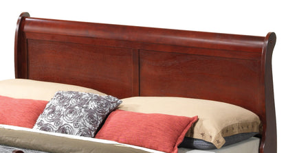 Panel Sleigh Bed headboard in dark cherry wood finish by HouseOfZazla on Tampa Home & Garden Store