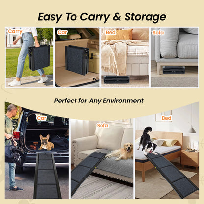 Folding dog ramp by HouseOfZazla, 63in x 17.3in, black textured surface for car, bed & sofa use on Tampa Home & Garden Store