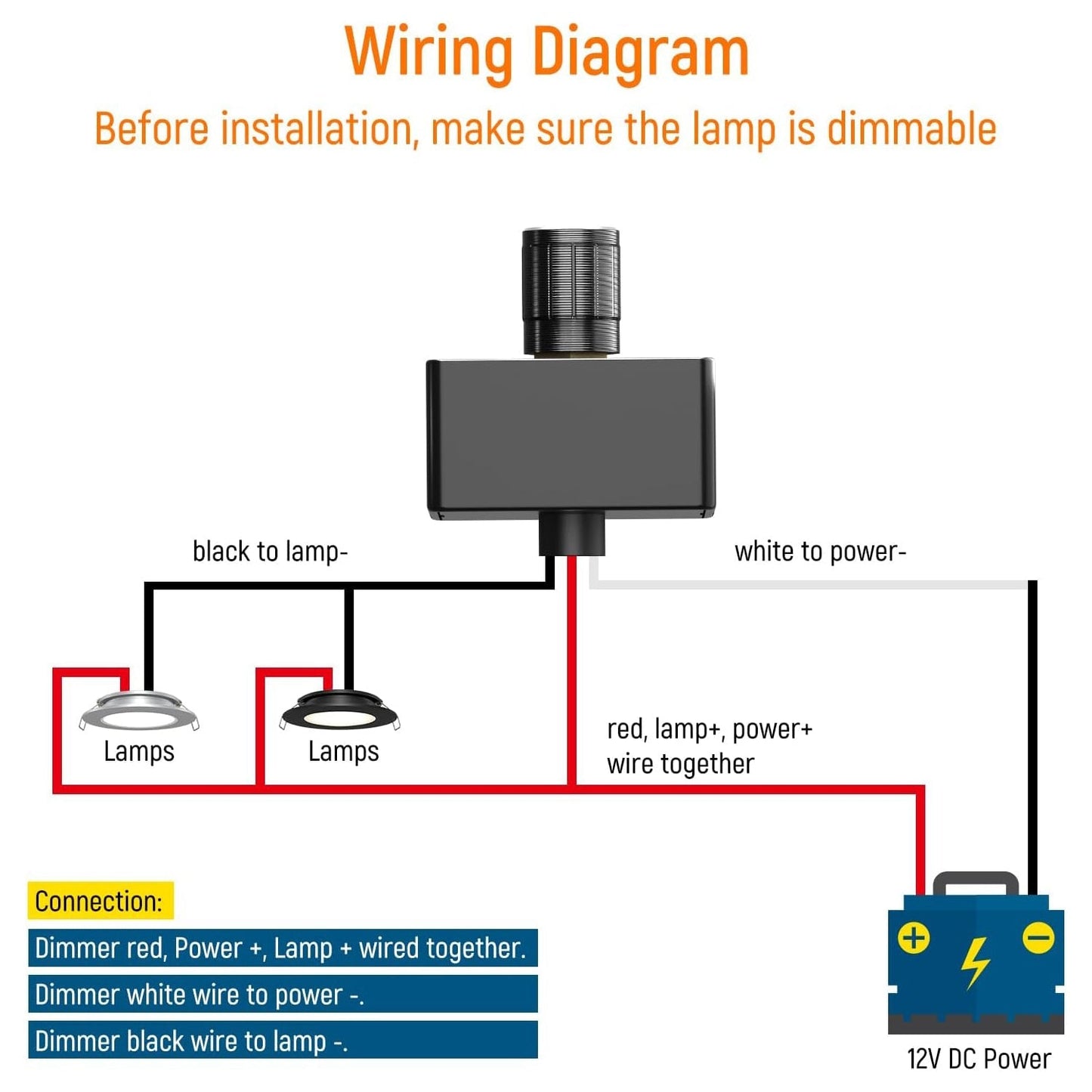 Interruptor de atenuación de 12 V, 2 colores | Combinación de interruptores de atenuación de 24 V y 12 V