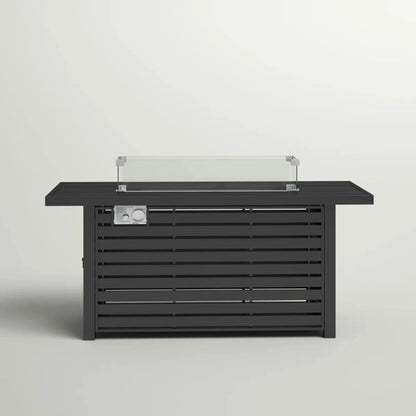 Propane Fire Pit Table with Cover Black Outdoor