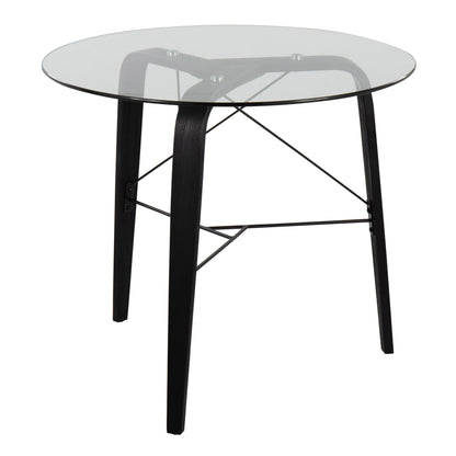 Contemporary round dinette table with tempered glass top and black legs on Tampa Home & Garden Store