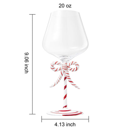 Christmas Candy Cane Stem Wine Glasses A Pair