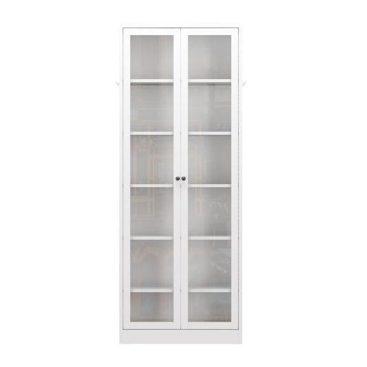 Industrial metal pantry cabinet with glass doors and adjustable shelves white HouseOfZazla on Tampa Home & Garden Store