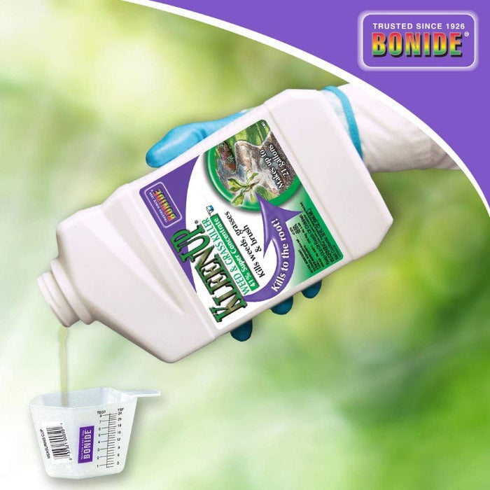 Bonide KleenUp ready-to-use liquid and granular herbicide bottle with measuring cup on Tampa Home & Garden Store