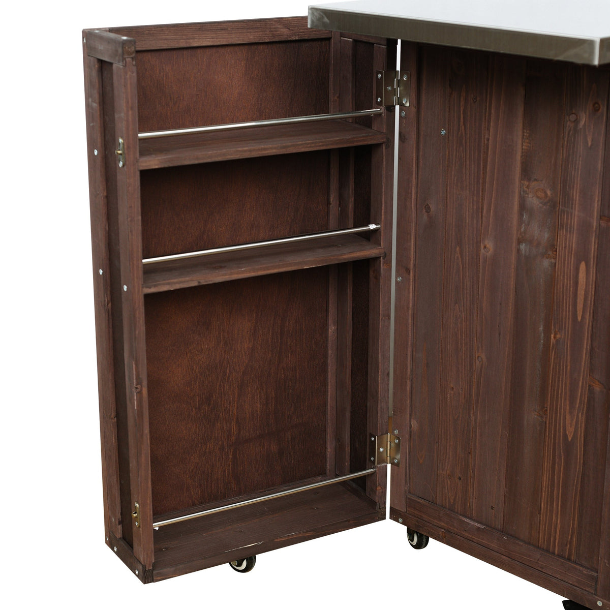 Outdoor Kitchen Island Fir Wood Prep Station by HouseOfZazla with metal top and wheels on Tampa Home & Garden Store