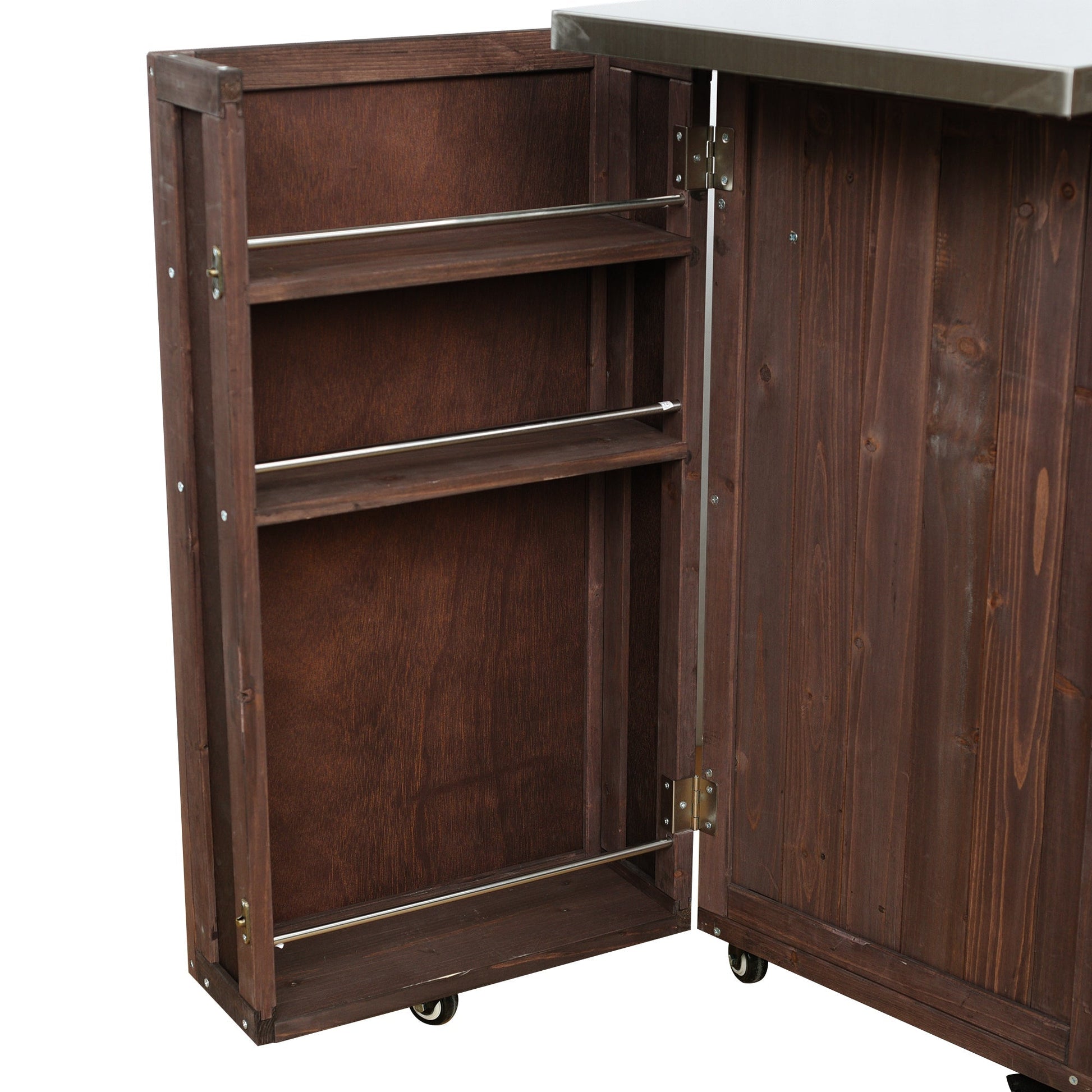 Outdoor Kitchen Island Fir Wood Prep Station by HouseOfZazla with metal top and wheels on Tampa Home & Garden Store