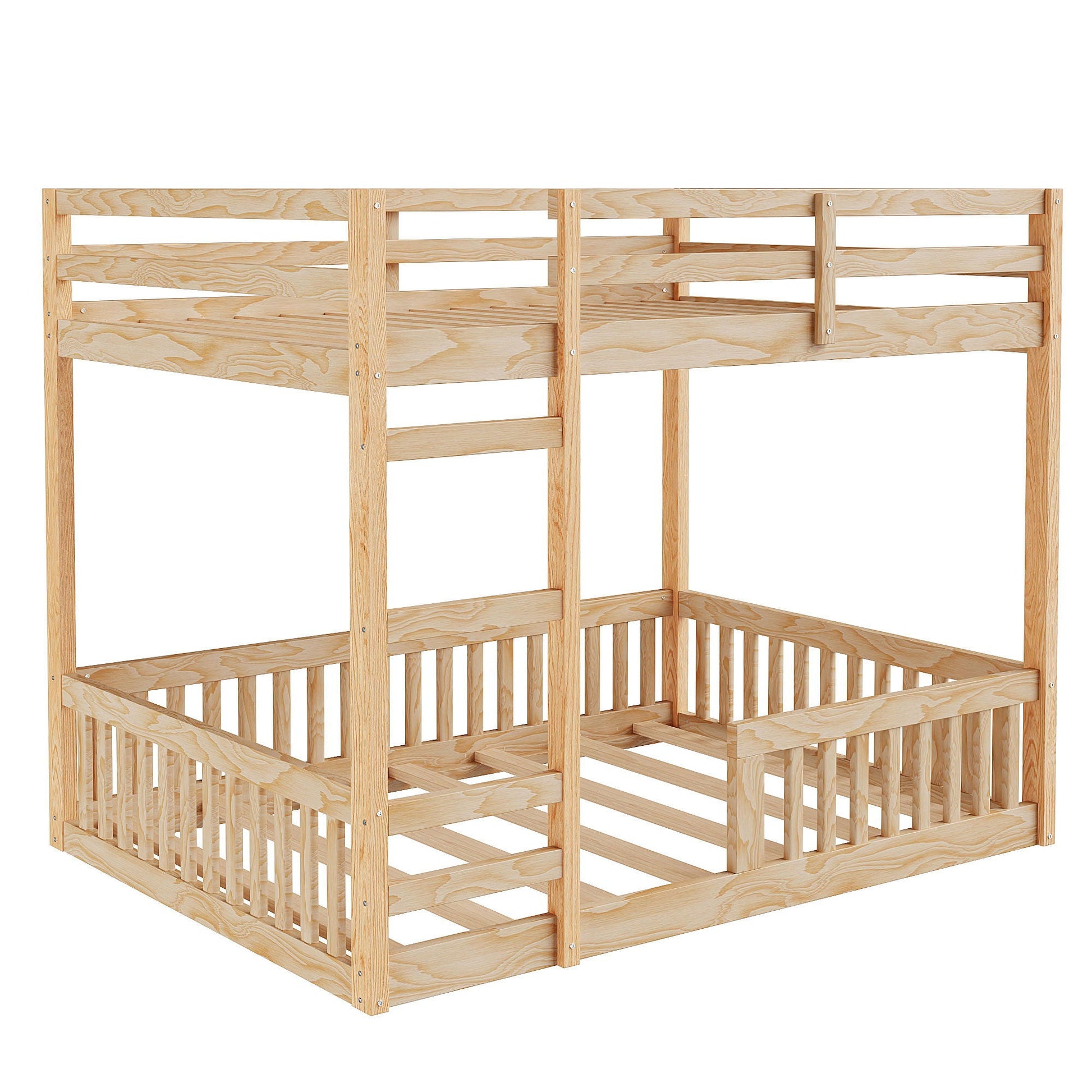 Stylish bunk bed with ladder and guardrails in natural pine, HouseOfZazla on Tampa Home & Garden Store