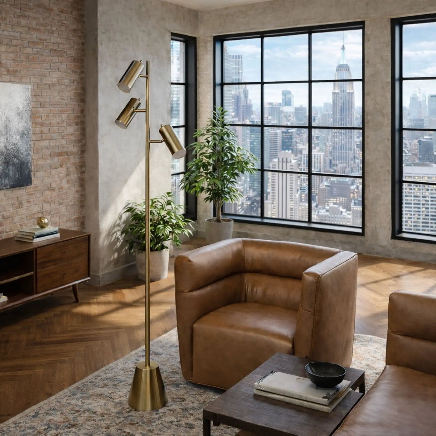 Lumina Floor Lamp With Rotary Switch Triple Spots