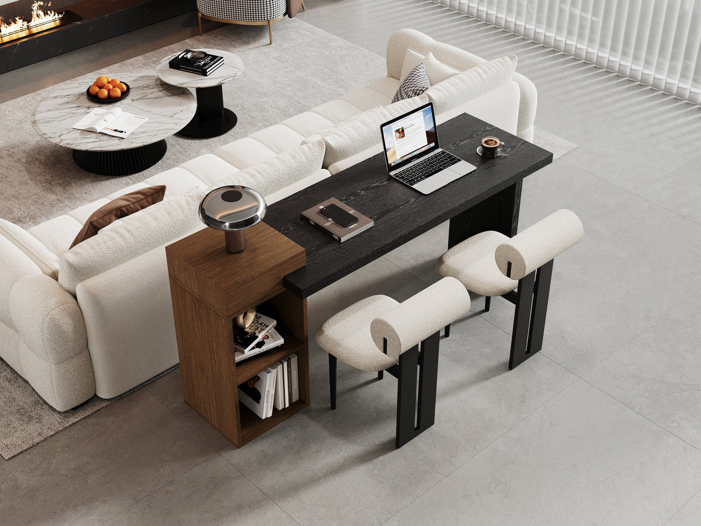 Modern and two tone black walnut side table