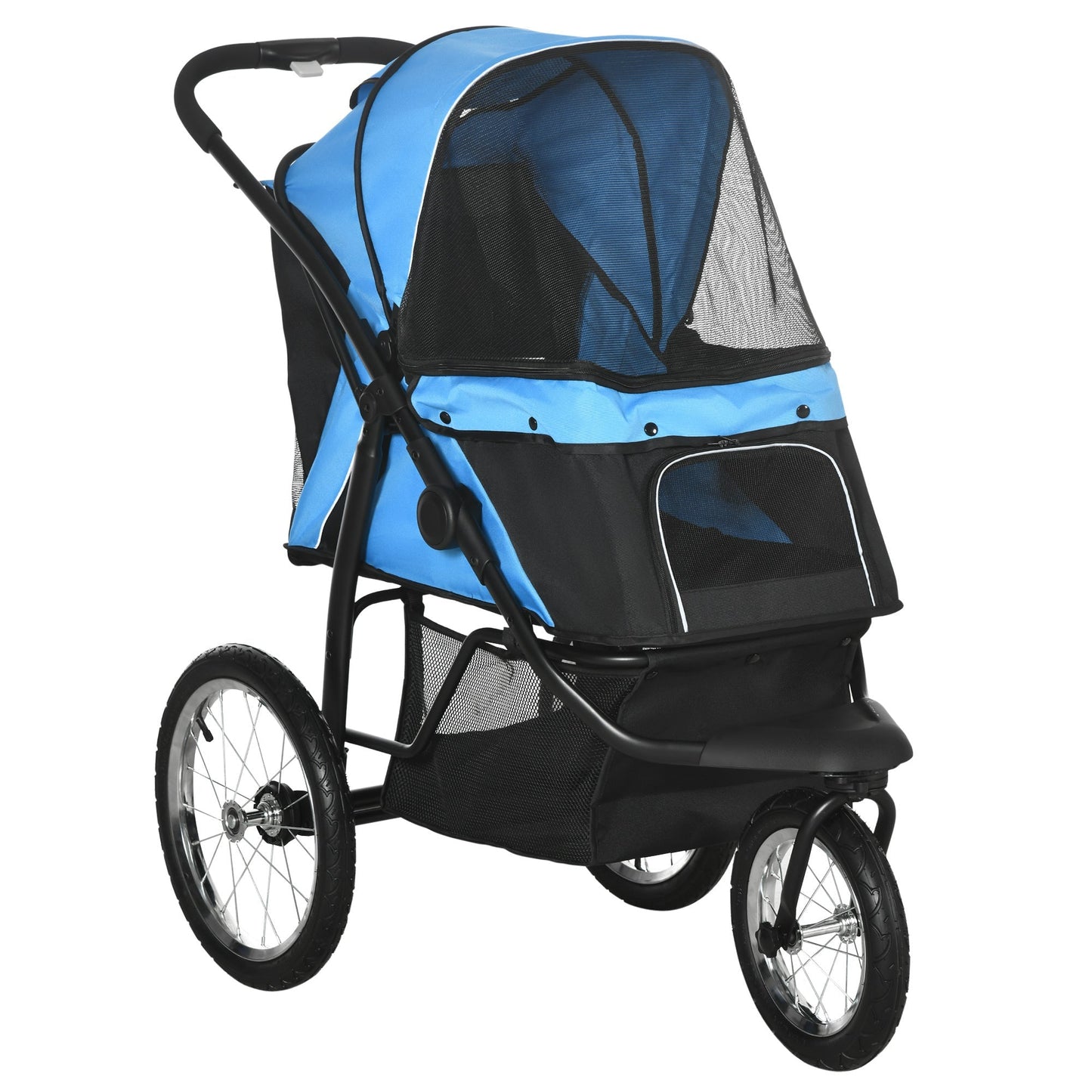 PawHut Pet Stroller for Small and Medium Dogs blue with mesh canopy and storage basket on Tampa Home & Garden Store