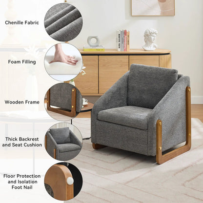 Modern upholstered armchair with gray chenille fabric and wooden frame by Unique Piece on Tampa Home & Garden Store