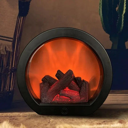 Simulation fireplace firewood lantern lamp by FLIPSTYLEZLLC black round with 3D flame touch on Tampa Home & Garden Store