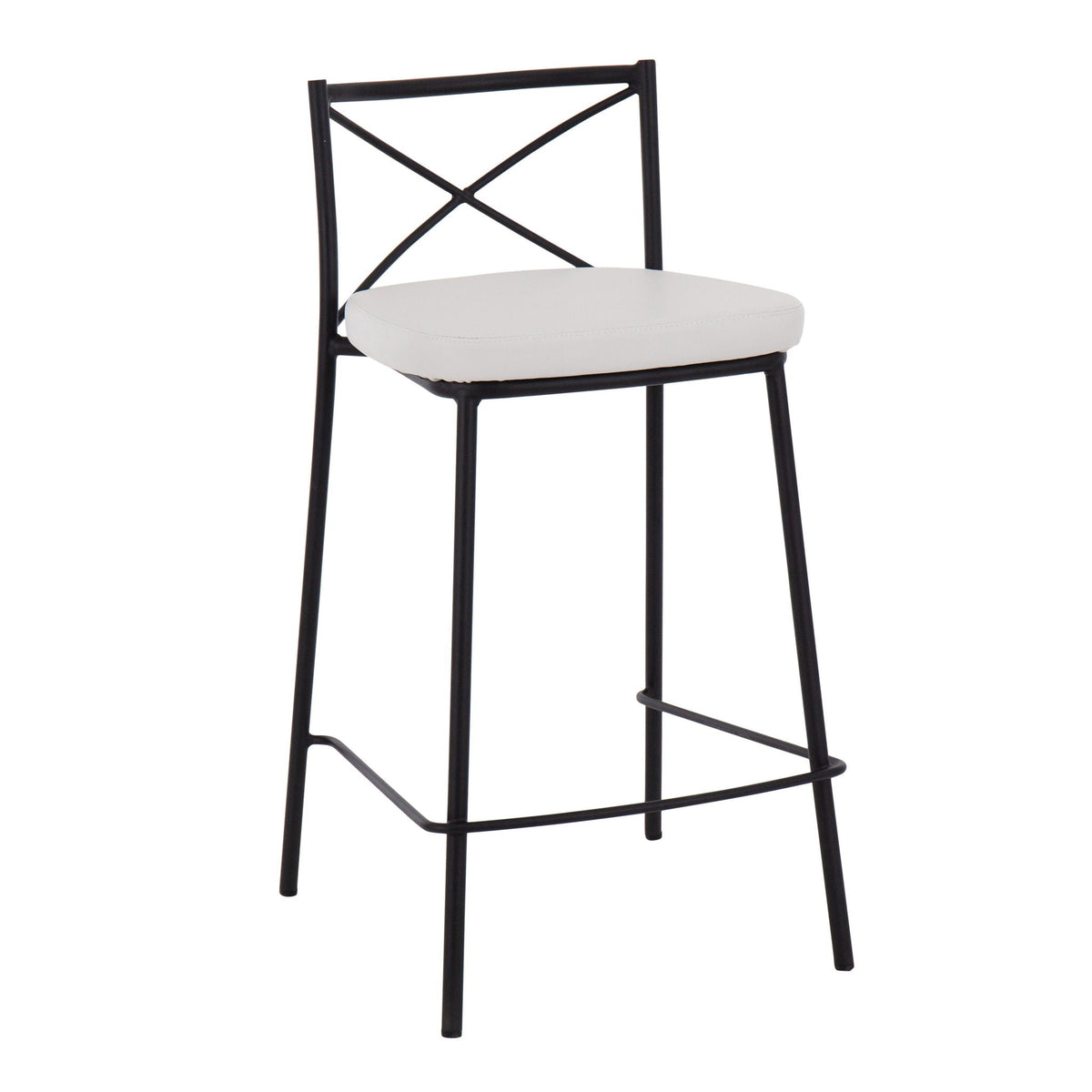 Modern Charlotte counter stools set of 2 with black metal frame and white upholstered seats on Tampa Home & Garden Store