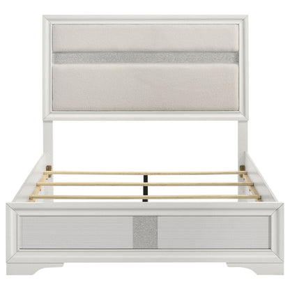 Annie Upholstered Panel Bed and Glitter Stripe