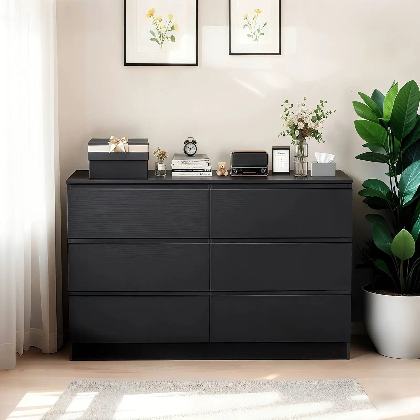 Six Drawer Dresser with Spacious Countertop