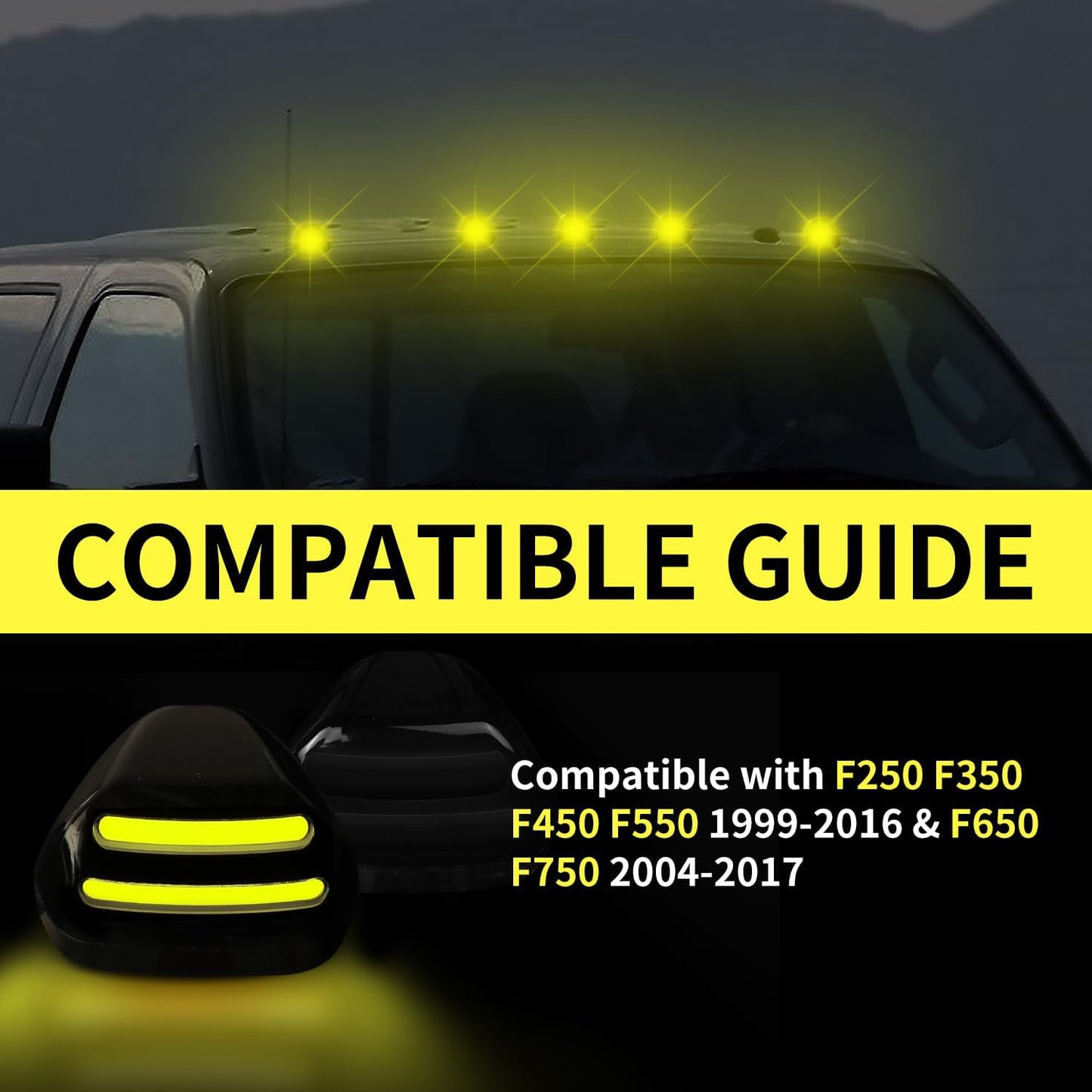Ford F250 Super Duty amber LED roof cab lights, five-pack on Tampa Home & Garden Store