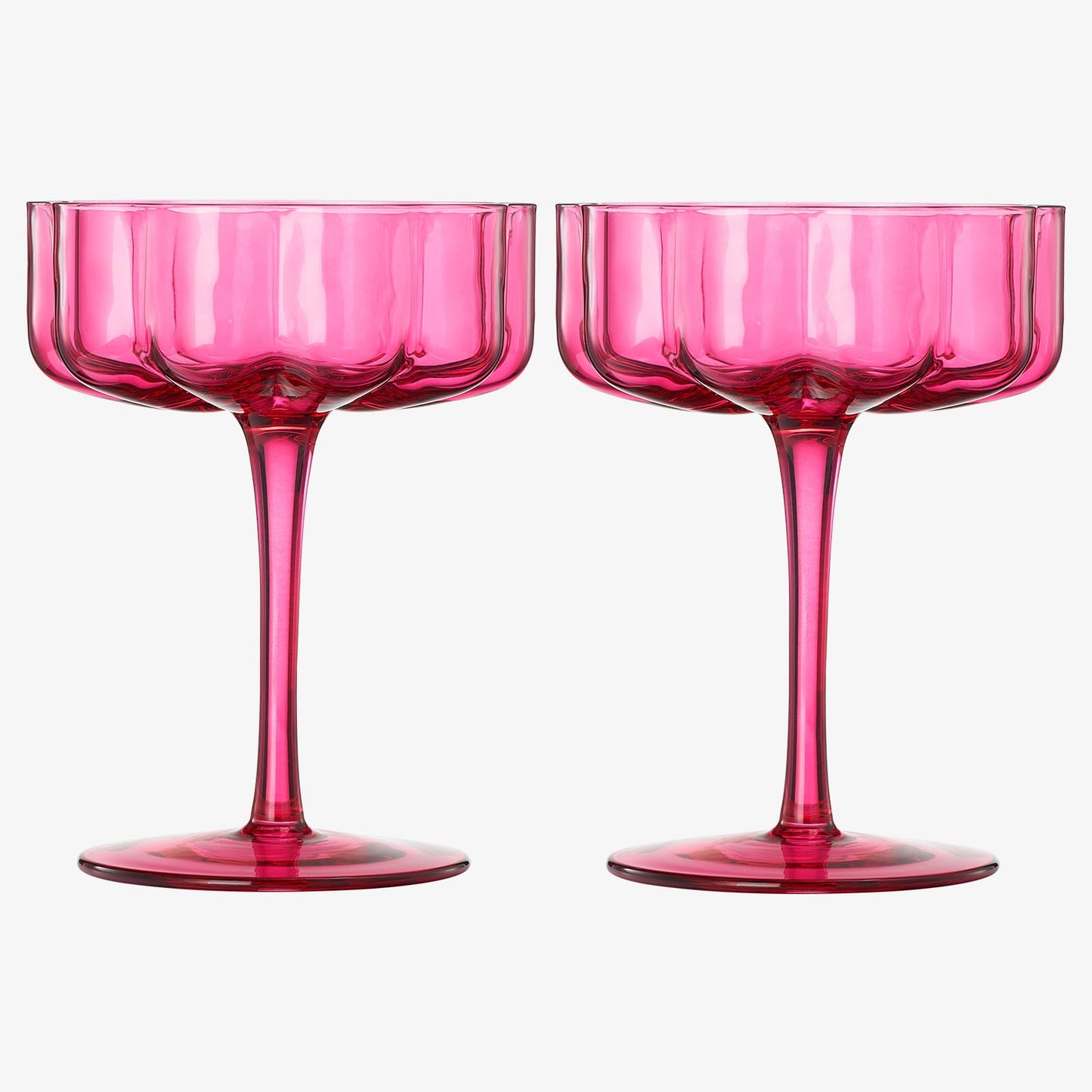 Vintage Pink Glass Coupe and Martini Set of Two