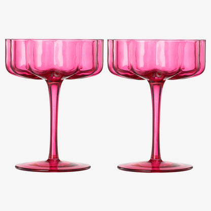 Vintage Pink Glass Coupe and Martini Set of Two