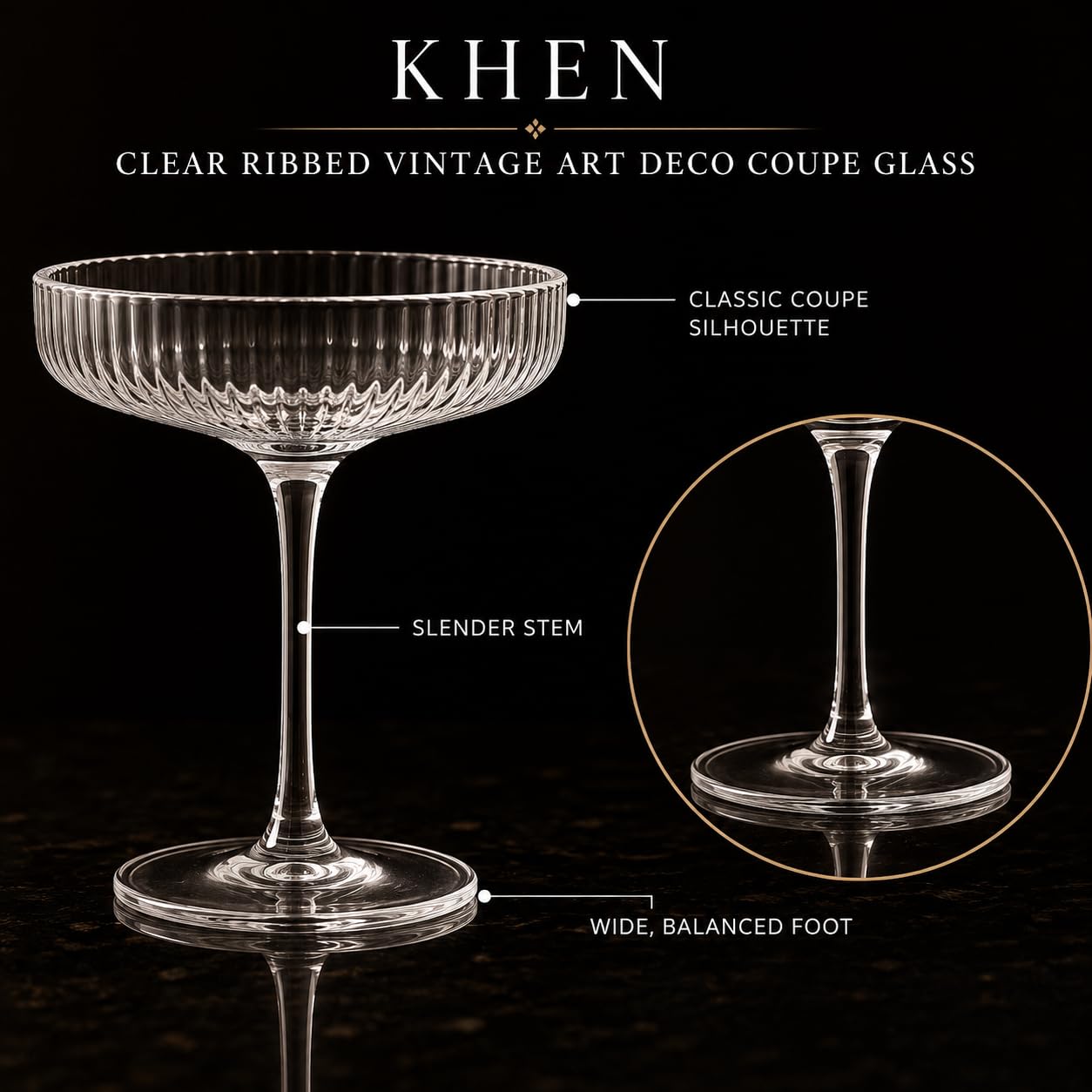Como Ribbed Champagne Coupe Glassware Set of 12