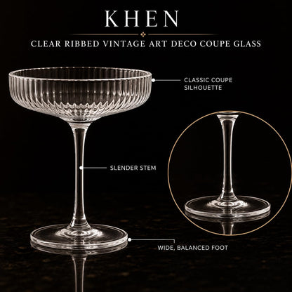 Como Ribbed Champagne Coupe Glassware Set of 12