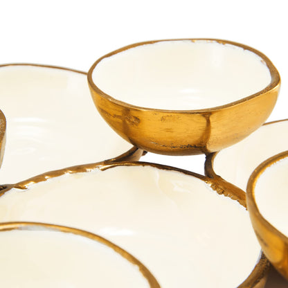 Cluster of Nine Gold and White Serving Bowls