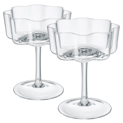 Flower Wave Cocktail Coupe and Glass Set Of 2