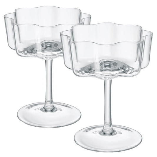 Flower Wave Cocktail Coupe and Glass Set Of 2