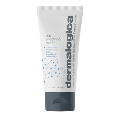 Dermalogica Skin Smoothing Cream tube with blue logo and molecular design on Tampa Home & Garden Store