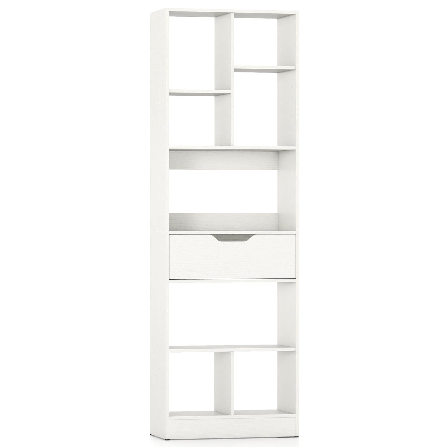 61inch Tall Freestanding Bookcase with Drawer 8-Cube Storage Organizer