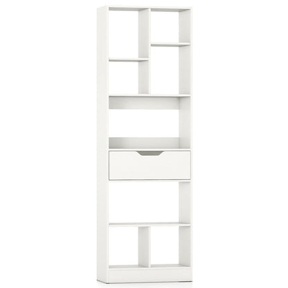 61inch Tall Freestanding Bookcase with Drawer 8-Cube Storage Organizer