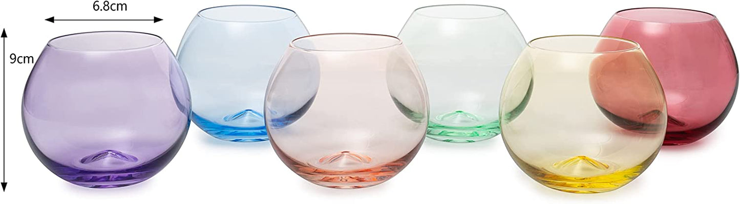Set Of Hand Blown Colored and Stemless Glasses