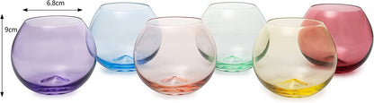 Set Of Hand Blown Colored and Stemless Glasses