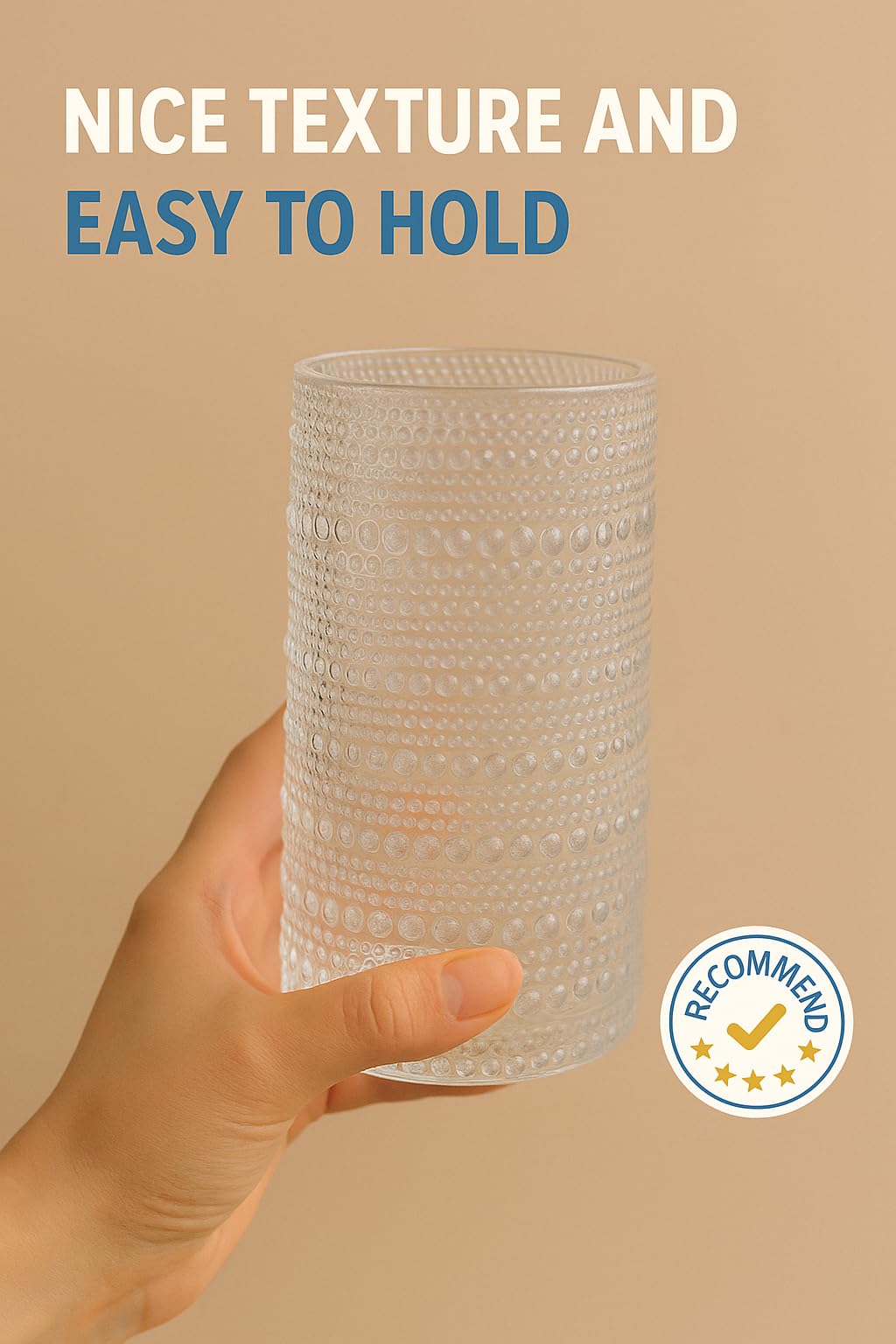 Khen Hobnail Clear Drinking Glasses Set of 12