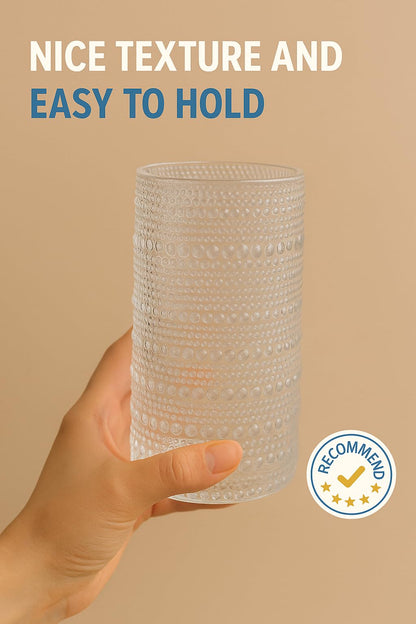 Khen Hobnail Clear Drinking Glasses Set of 12