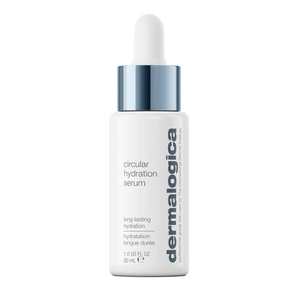 Dermalogica Circular Hydration Serum bottle with white dropper and metallic blue collar on Tampa Home & Garden Store