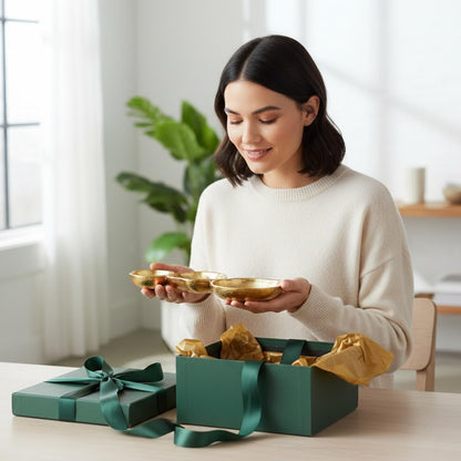 Modern Cluster of Three Gold Decorative Bowls