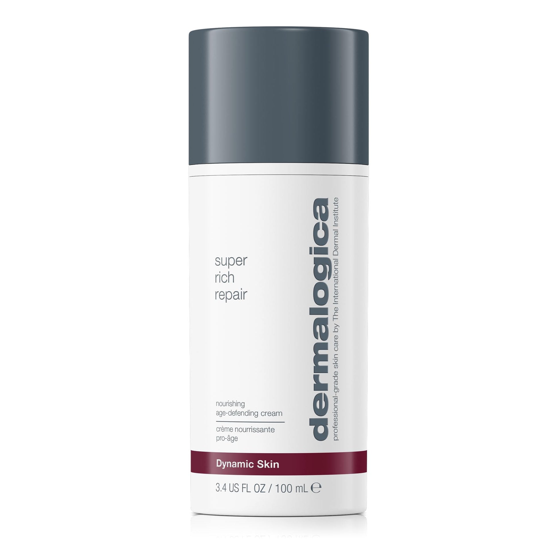 Dermalogica face cream bottle with dark navy cap, white body, 3.4 oz/100 ml on Tampa Home & Garden Store