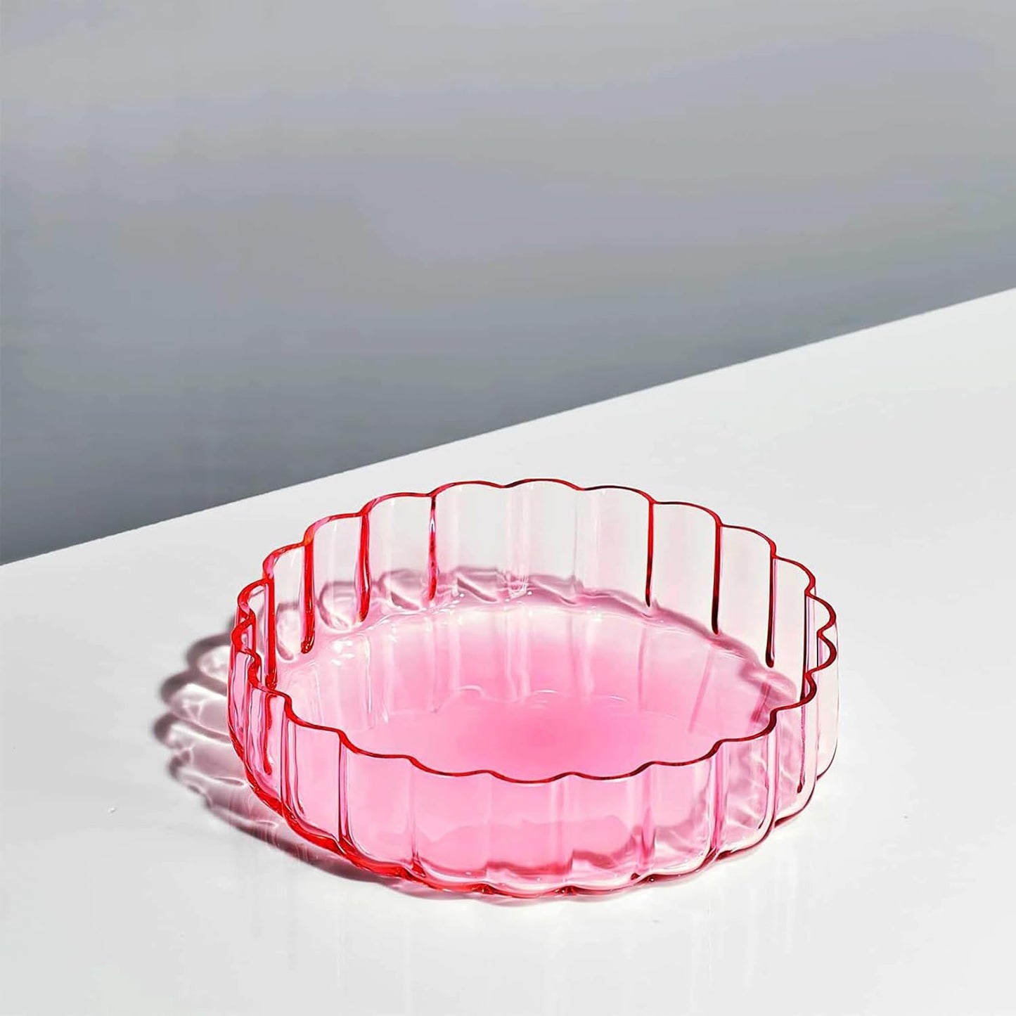 Blush Pink Glass Flower Wave Plates Set of 2