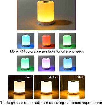 Stevvex Touch Dimmable Table Lamp LED night light with color-changing options and warm glow on Tampa Home & Garden Store