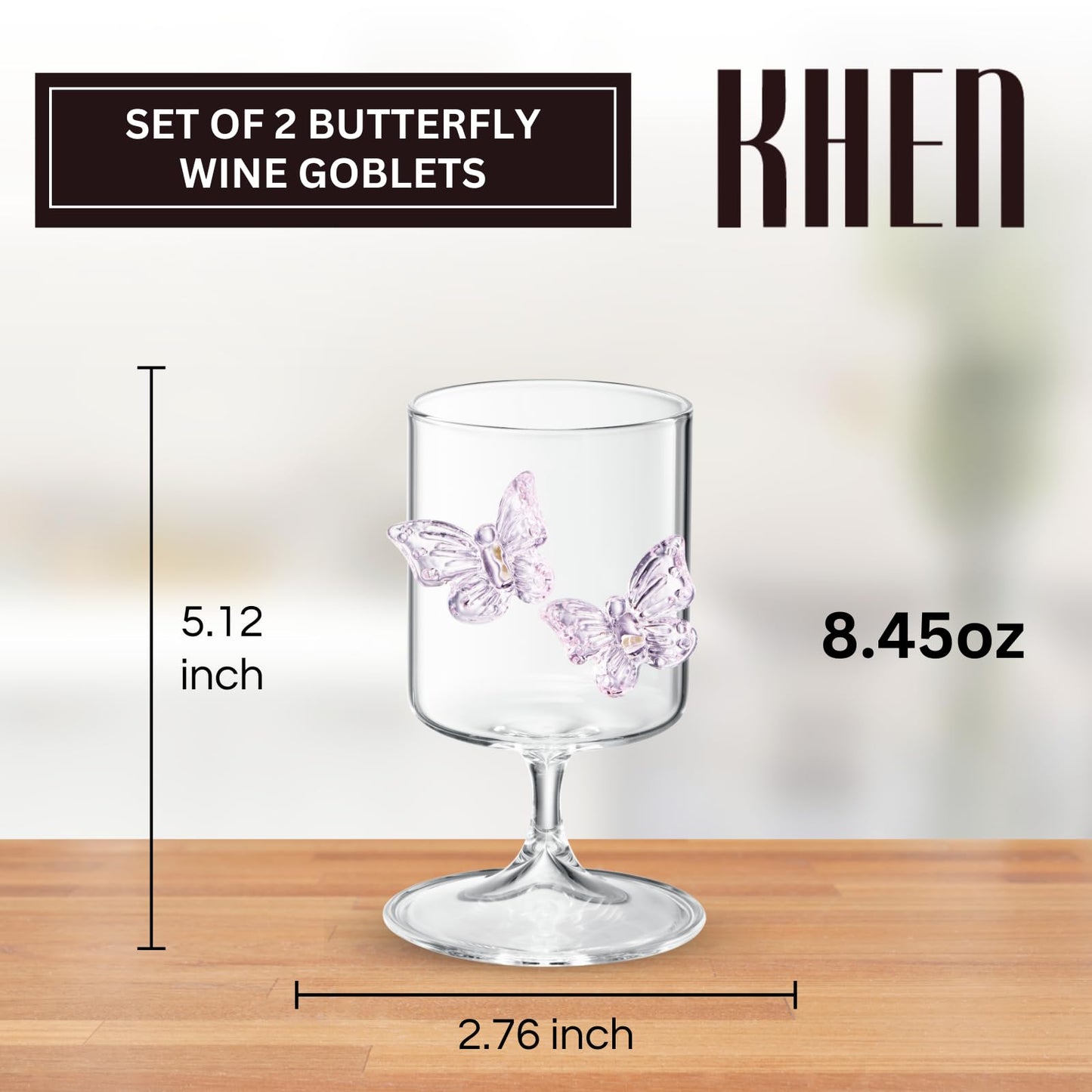 Butterfly Wine Goblet Set and Two Glass Holders
