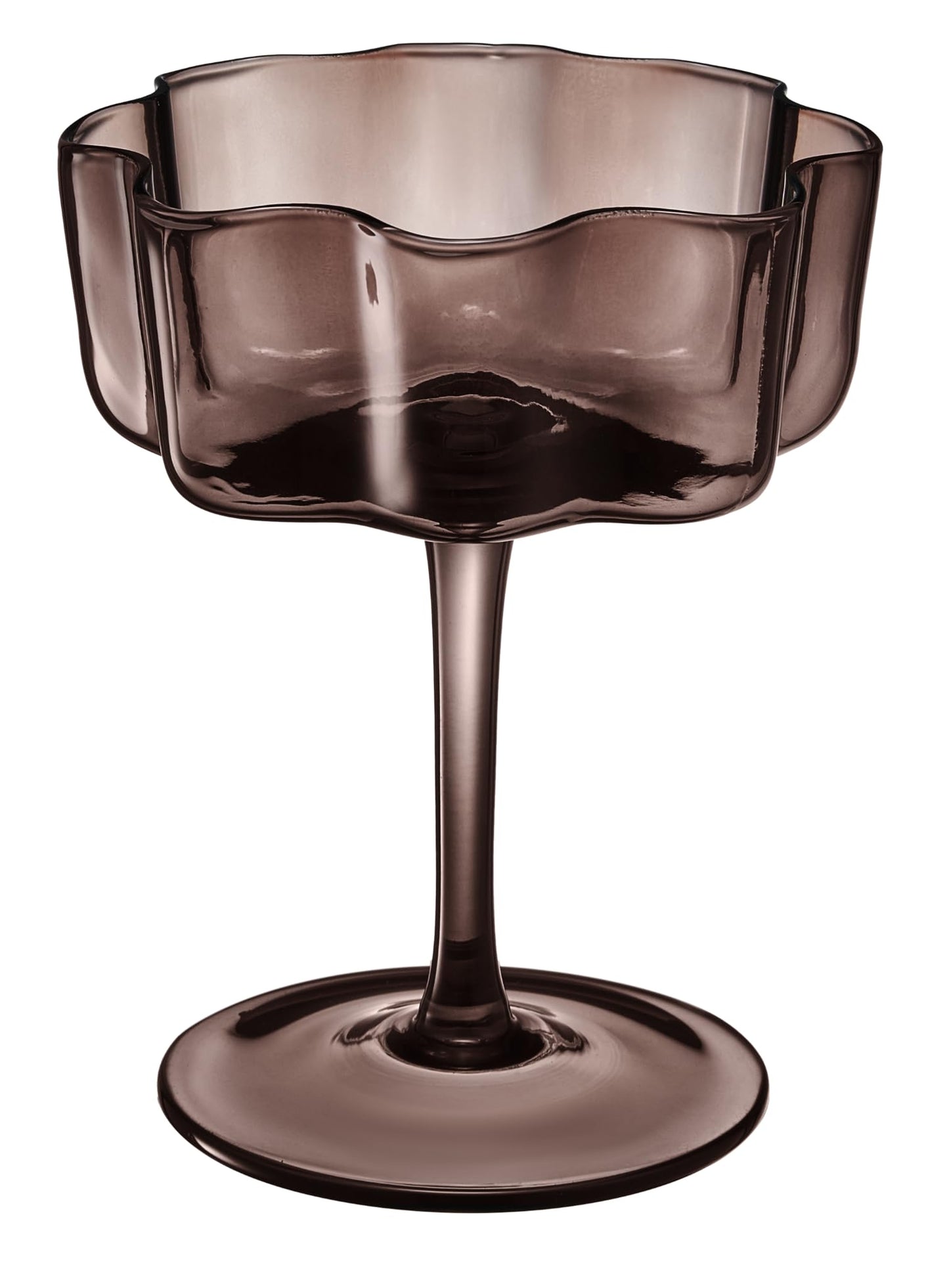 Venus Flower Wave Coupe Glasses Set of 6 Brown