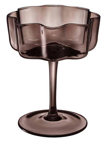 Venus Flower Wave Coupe Glasses Set of 6 Brown