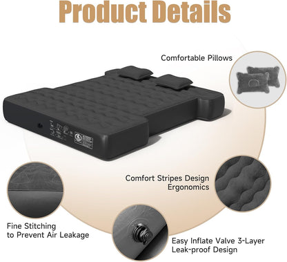 Dikasun Outdoor truck bed air mattress, full-size 5.5–5.8 ft, black with two pillows on Tampa Home & Garden Store